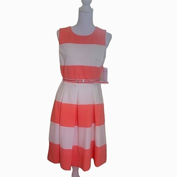 Coral and Cream Dress - Picture 1 of 4